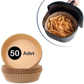 Resim 5dm-50 Adet Air Fryer Pişirme Kağıdı Tek Kullanımlık Hava Fritöz Yağ Geçirmez Yapışmaz Tabak Model 