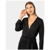 Resim Türen Kadın Düz Bantlı Sabahlık 3164/siyah 001 