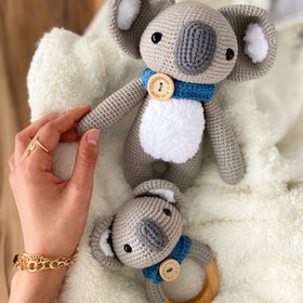 Resim Amigurumi Koala Oyuncak Ve Çıngırak Seti - Mavi 