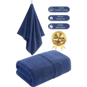 Resim Cotton %100 Banyo Havlusu 50x90 Cm Royal Mavi 