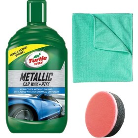 Resim Turtle Wax Metalik Ptfe Katkılı Teflon Sıvı Cila 500 ml + Mikrofiber Bez + Cila Süngeri 