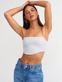 Resim Dilvin Askılı Crop Top Gri Melanj 