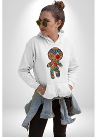 Resim Voofoo Bebeği Doll Doldurulmuş Bebek Kadın Erkek Beyaz Kapüşonlu Sweatshirt Hoodie Beyaz 