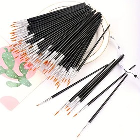 Resim 100 Adet Boyama, El Sanatları ve Sanatı için Naylon Fırça Seti, Siyah Düz & Yuvarlak Uçlu Fırçalar, Karışık Malzeme Rattail Saplı, Akrilik, Suluboya, Alçı Bebekler DIY İçin Uygun, Profesyonel Kullanım İdeal 