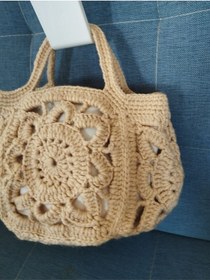 Resim Papyonbebek0 Örgü Çanta - Krem - Organik & El Yapımı Krem 