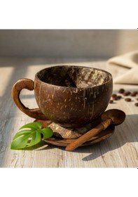 Resim Uretti - Okay 5711 5399 El Yapımı Dekoratif Hindistan Cevizi Fincan Seti Fincan - Altlık - Kaşık 