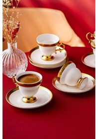 Resim İstanbul Porselen Çırağan 6 Kişilik Kahve Fincan Takımı Beyaz 