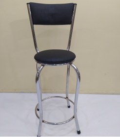 Resim BENGİ TİCARET Sandalye 17868 Bar Yüksek Model Siyah 1ad Metal Çelik Nikelaj Suni Deri El Yapı 