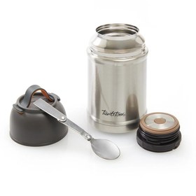 Resim Tantitoni 700 ml, Yemek Termosu, Sefer Tası, Kaşıklı, Çift Duvarlı, 304 K.Çelik, Gri, BOMB KD-947 