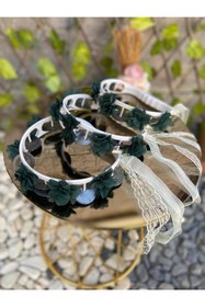 Resim GÜRLEK TEKSTİL Yeşil Süslü Gelin Nedime Kına Gecesi Tefi, Üç Boyut Lazer Çiçek ve Kurdele Detaylı Tef 10 Adet 