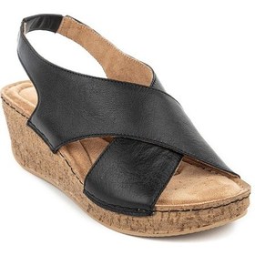 Resim Hush Puppies Aina Anatomik Taban Topuk Dikeni Hakiki Deri Kadın Sandalet Siyah 