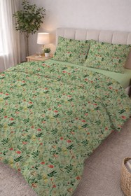 Resim Evmila Minik Mantarlar Desenli Nevresim Takımı - 220x240 Cm Nevresim + 50x70 Yastık kılıfı + 180x200 Cm Çarşaf 