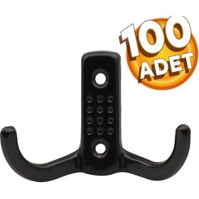 Resim Badem10 Noktalı Vestiyer Duvar Askısı Dolap Elbise Askılığı Siyah Metal Askı (100 Adet) 