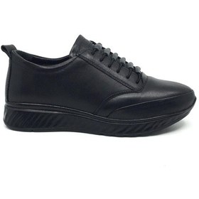 Resim Taşpınar %100 Deri Kadın Ortopedik Günlük Yazlık Bağcıklı Rahat Yürüyüş Ayakkabı 36-41 Siyah Siyah Taban Siyah 
