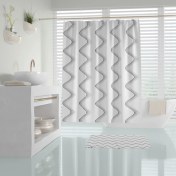 Resim Çizgili Banyo Duş Perdesi-Lüx Küvet Perdesi 180X200CM Duşakabin Perde 