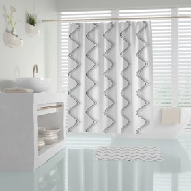 Resim Çizgili Banyo Duş Perdesi-Lüx Küvet Perdesi 180X200CM Duşakabin Perde 
