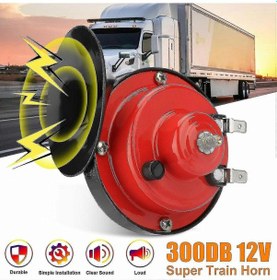 Resim 2v 300db Süper Gürültülü Tren Kornası Su Geçirmez Motosiklet Araba Kamyon Suv Tekne Kırmızı 