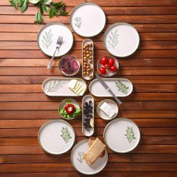 Resim 14 Parça 6 Kişilik Handmade Yeşil Çiçek Kahvaltı Takımı - Lüx Kahvaltılık Sunum Seti 