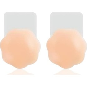 Resim Cottonhill Silikon Çiçek Desenli Göğüs Ucu Kapatıcı, Meme Ucu Kapatıcı Bej 