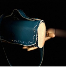 Resim Hakiki Deri, El Yapımı Bayan Çanta, Bayan Cüzdan Larissa V68 Kahverengi - Turkuaz 