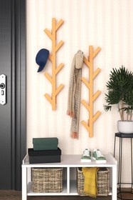 Resim eryatex Portmanto Dekoratif Doğal Ahşap Elbise Askısı Duvar Askısı Askılık Duvara Monte Portmanto Askı 2 Li 