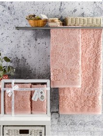 Resim Annem Livya Ve Çeyizlik Trend Cotton 2'li El,banyo Havlu Set 50x90 1adet,70x140 1adet Kutulu pudra 