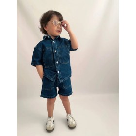 Resim Hyggestylez Erkek Çocuk Denim Gömlek Şort 2'litakım 