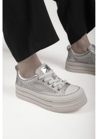 Resim Monica Orijinal Kriste Bell İthal Özel Seri İnci Detaylı Kadın Spor Ayakkabı Gümüş Gümüş 