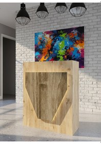 Resim Resital Ledli Karşılama Bankosu G-90 Cm Ofis Kasa Resepsiyon Masası Banko-001-6-2 