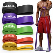 Resim 5 adet Elastik Direnç Bandı, Spor, Yoga Germe ve Fitness Eğitimleri için TPE Malzemeden Yapılmıştır. 