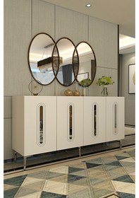 Resim Ka1520bs Rany150 Konsol, Kahve Köşesi, Tv Sehpası Beyaz-sılver 150cm Beyaz-sılver 