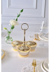 Resim Karaca Ring 3'lü Dekoratif Çerezlik Gold 19,5x23 Cm Altın 