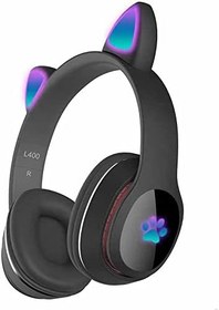 Resim PSR Aksesuar L400 Bluetooth Kulaklık | Kedi Kulağı Tasarımlı RGB LED Işıklı, Gürültü Önleyici, Mikro SD Destekli, Şok Ses Efektli, Kablosuz Kulak Üstü Kulaklık (Siyah) 