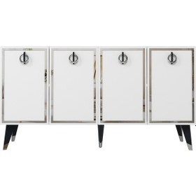 Resim 8214-32dd Kb150 Konsol, Tv Ünitesi Beyaz-siyah-gümüş Beyaz-siyah-gümüş 