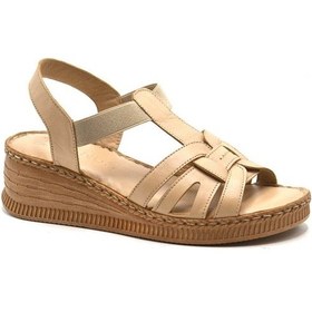 Resim Venüs 24028801 Kadın Hakiki Deri Dolgu Topuk Comfort Sandalet Bej 