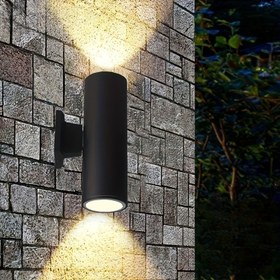 Resim Dış Mekan Duvar Lambası E27 Ampul Yeni Yıl Noel Çift Başlı Dış Mekan Yukarı ve Aşağı Spot Çin Tarzı Koridor Merdiven Sütun Villa Avlu Su Geçirmez Lamba 