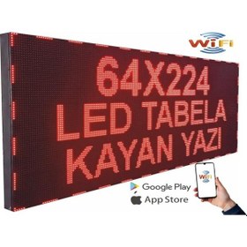 Resim Led Tabela 64x224cm Çift Taraflı Kırmızı Kayan Yazı-wifi 