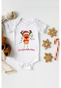 Resim Yeni Yılın Kutlu Olsun Özel Tasarım Bebek Zıbın Pamuklu Çıtçıtlı Body Beyaz 