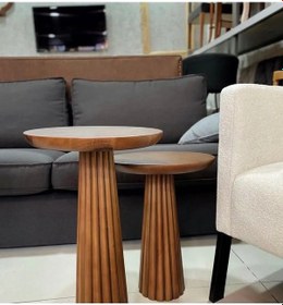 Resim 2 Li Set Mantar Yan Sehpa Açık Ceviz Renk Kahverengi 