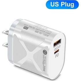 Resim 20w Hızlı Şarj Cihazı Usb C Pd Qc 3.0 İphone Uyumlu Samsung Android İçin Evrensel Us White 02 