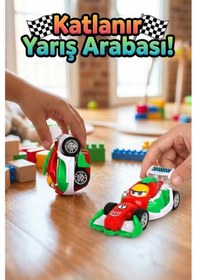 Resim Çarpınca Dönüşen Katlanabilir Oyuncak Yarış Arabası - Pilsiz Darbeye Dayanıklı Akrobat Araba Çok Renkli 