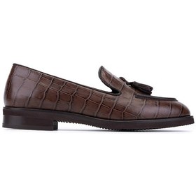 Resim Tamer Tanca Kadın Hakiki Deri Kahverengi Kroko Loafer Ayakkabı 294 14441 Bn Ayk Sk25-26 Kahve Kroko Kahverengi 