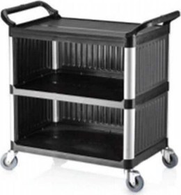 Resim EMP.PSV.03-K Plastik Servis Arabası - 3 Katlı - Etrafı Kapalı 
