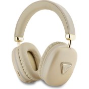 Resim Guess Orjinal Lisanslı Pu Metal Üçgen Logolu Kulak Üstü Bluetooth Kulaklık Luxury Dizayn Gold 