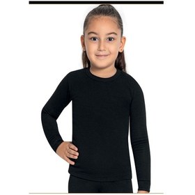 Resim Hmd 804k Kız Çocuk Bisiklet Yaka Uzun Kollu Termal Üst İçlik-siyah Siyah 
