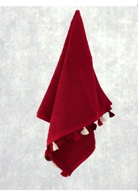 Resim Püsküllü Yumuşak Pamuk Havlu Yüksek Emicili El Havlusu 50x90 Cm Kırmızı 