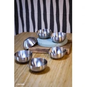 Resim 6'lı18/10 Paslanmaz Çelik Çerezlik Seti | Çok Amaçlı Atıştırmalık Sunum Kasesi No.3 | Tatlı Meze Kahvaltılık Sunum Kabı | Ø 10,5 cm | 300 ml 
