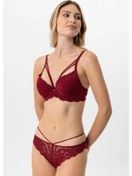 Resim Pierre Cardin Soft Push Up Kaplı Dantelli Sütyen Takım Bordo 