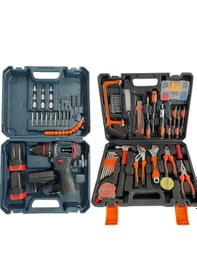 Resim Prohummer PH310 Akülü Kömürsüz Armut Batarya Vidalama Matkap Seti + 105 Parça Özel Alışım Çelik Profesyonel Alet Takım Seti 