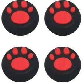 Resim Nintendo Switch/switch Oled /switch Lite Uyumlu 3d Analog Koruyucu Silikon Kırmızı Pati 